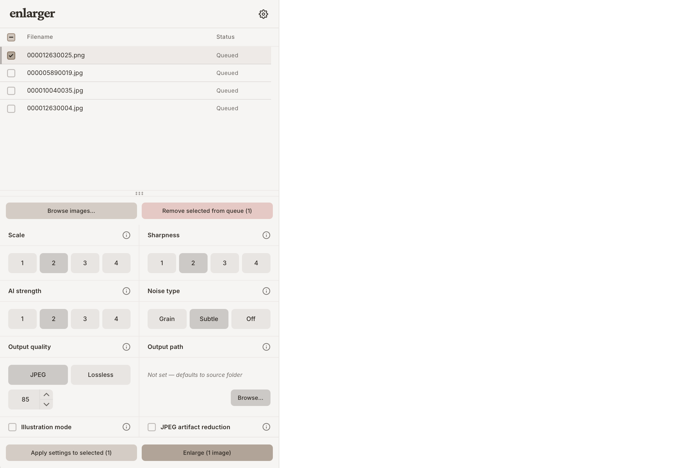 Enlarger app interface